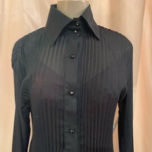 dolce & gabbana basics black ribbed sheer blouse